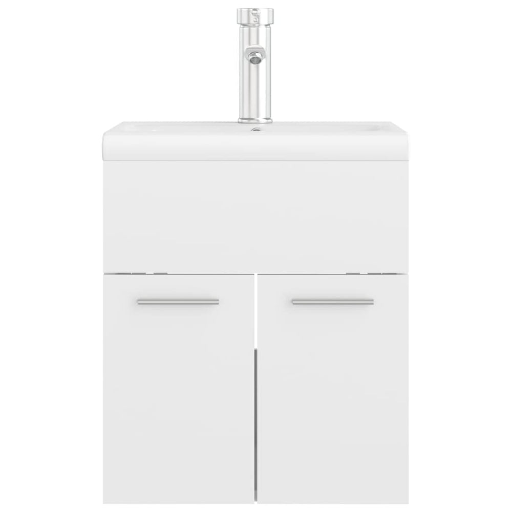 Wastafelkast met ingebouwde wastafel spaanplaat hoogglans wit MeubelReus