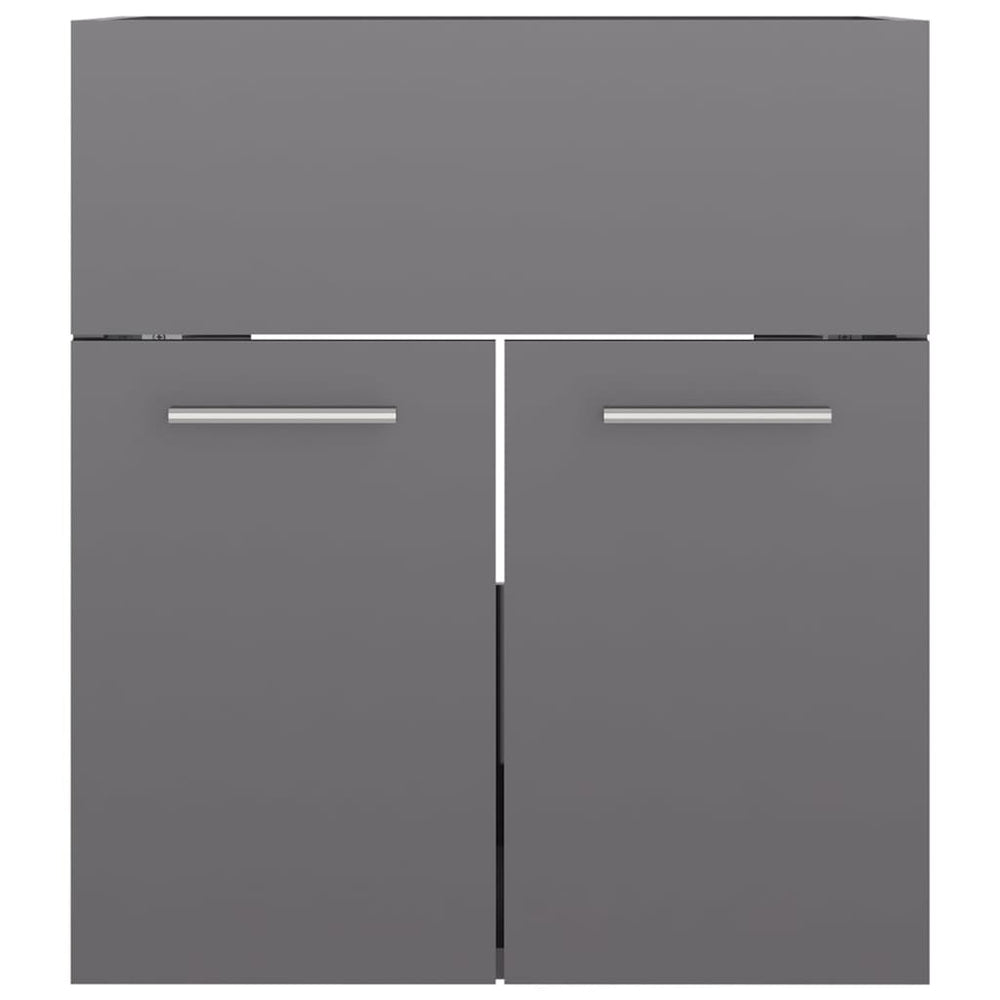 Wastafelkast met ingebouwde wastafel spaanplaat hoogglans grijs MeubelReus