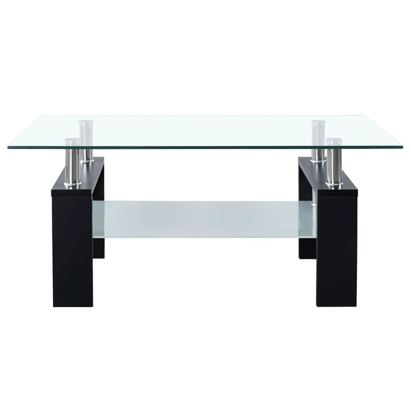 Salontafel 95x55x40 cm gehard glas transparant en zwart
