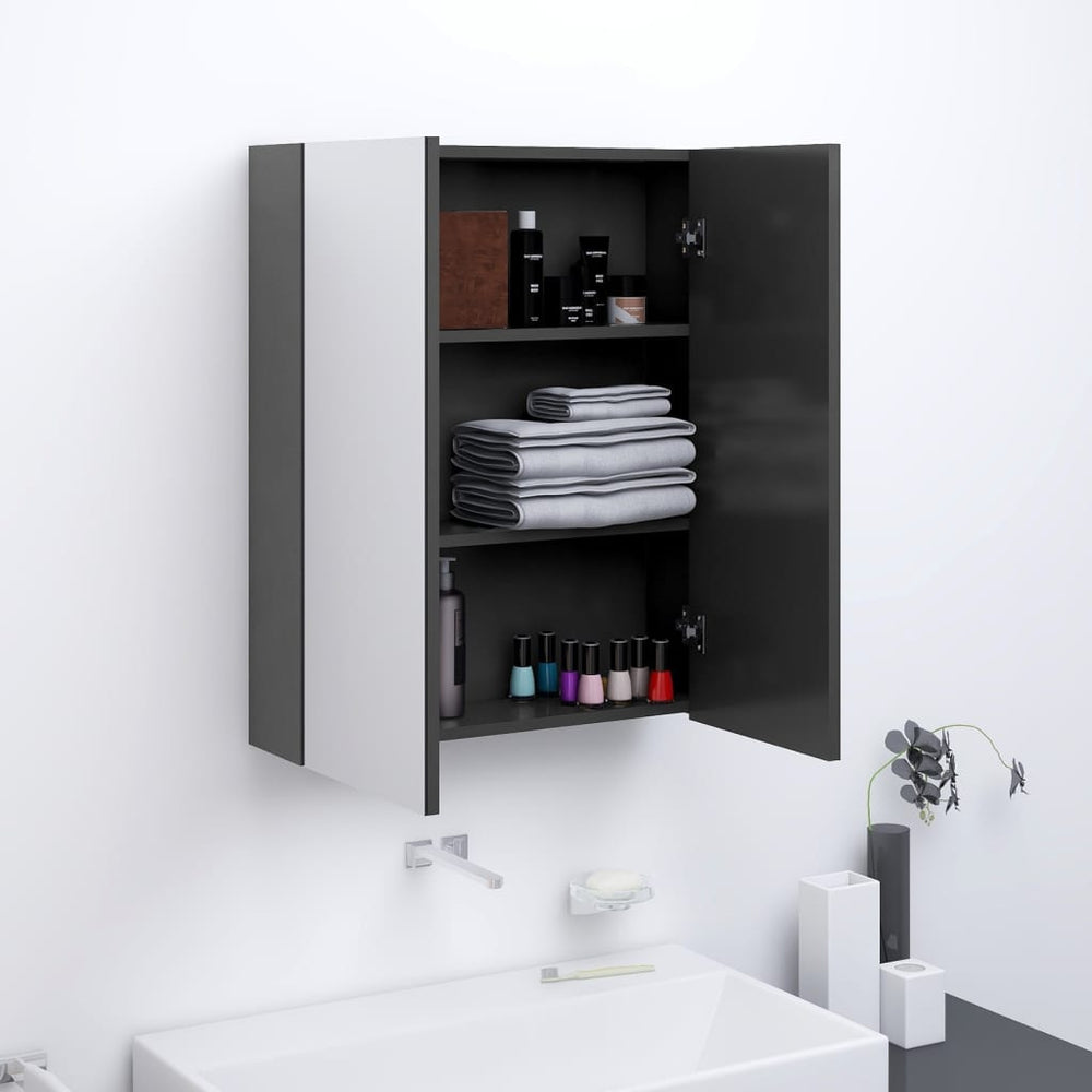 Badkamerkast met spiegel 60x15x75 cm MDF grijs MeubelReus