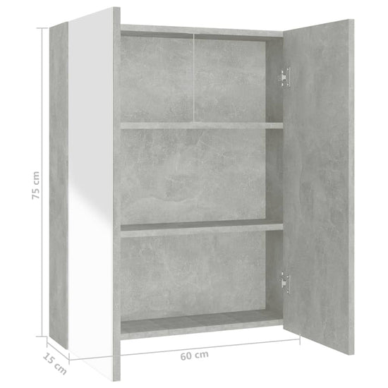 Badkamerkast met spiegel 60x15x75 cm MDF betongrijs MeubelReus