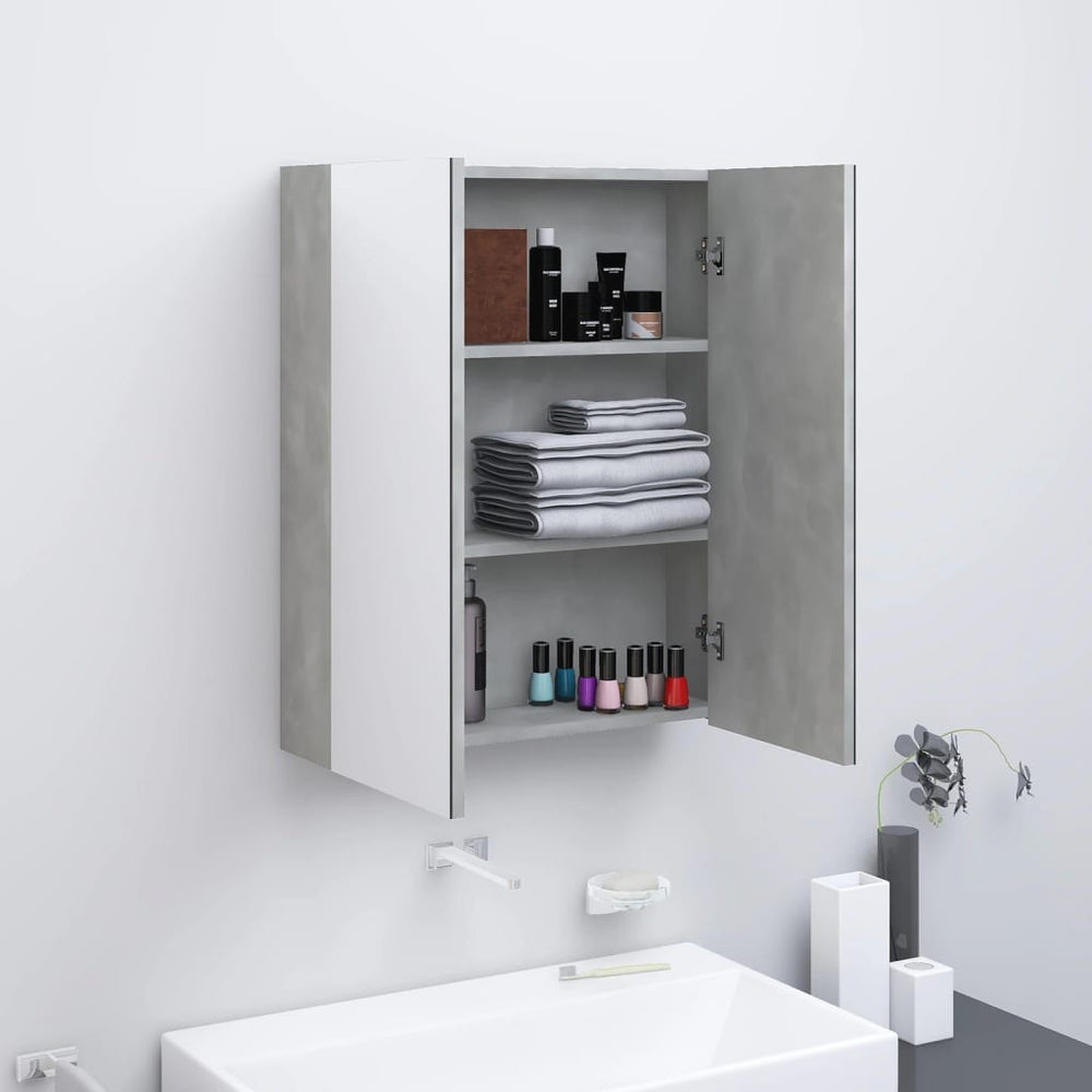 Badkamerkast met spiegel 60x15x75 cm MDF betongrijs MeubelReus