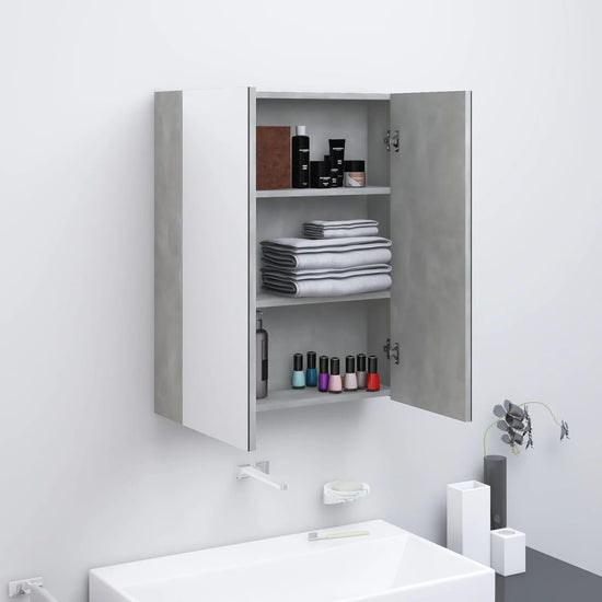 Badkamerkast met spiegel 60x15x75 cm MDF betongrijs MeubelReus