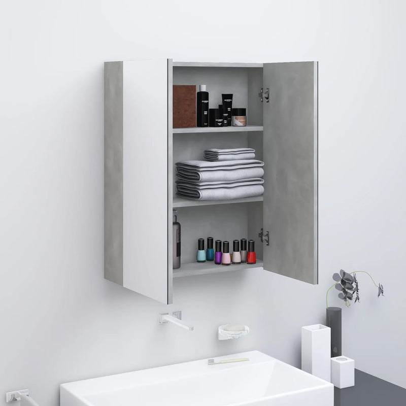 Badkamerkast met spiegel 60x15x75 cm MDF betongrijs MeubelReus