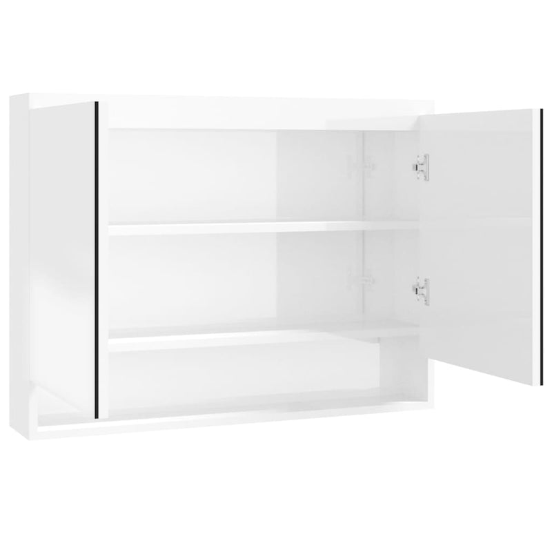 Badkamerkast met spiegel 80x15x60 cm MDF glanzend wit MeubelReus