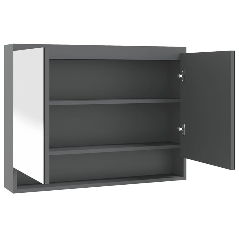 Badkamerkast met spiegel 80x15x60 cm MDF grijs MeubelReus