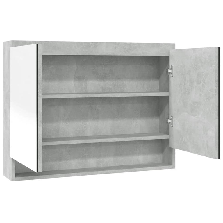 Badkamerkast met spiegel 80x15x60 cm MDF betongrijs MeubelReus