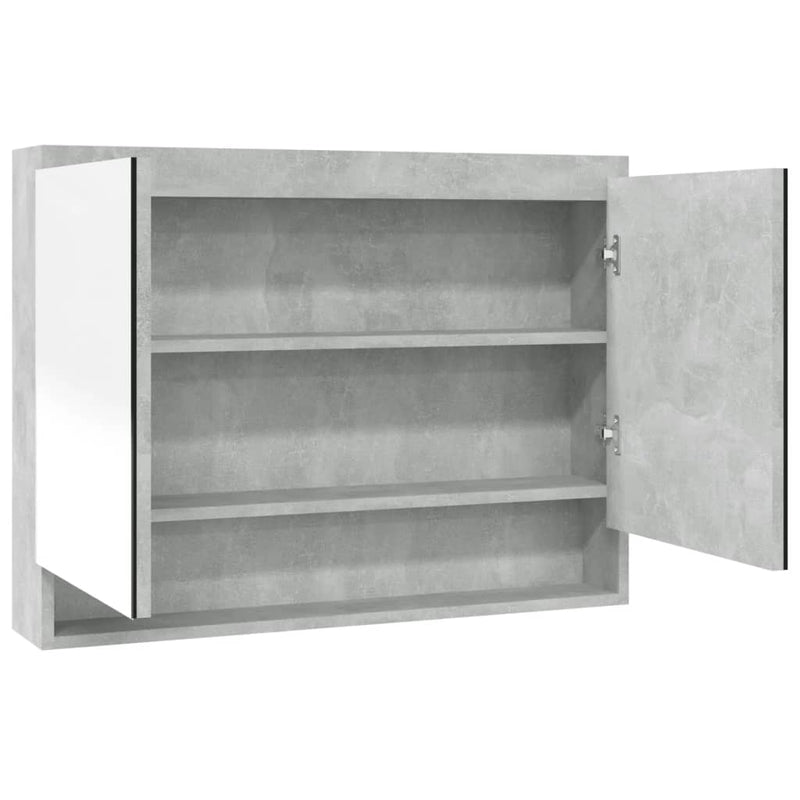 Badkamerkast met spiegel 80x15x60 cm MDF betongrijs MeubelReus