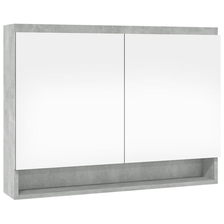 Badkamerkast met spiegel 80x15x60 cm MDF betongrijs MeubelReus