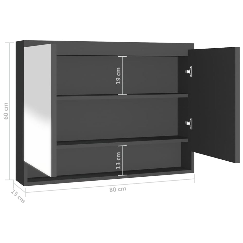 Badkamerkast met spiegel 80x15x60 cm MDF antracietkleurig MeubelReus