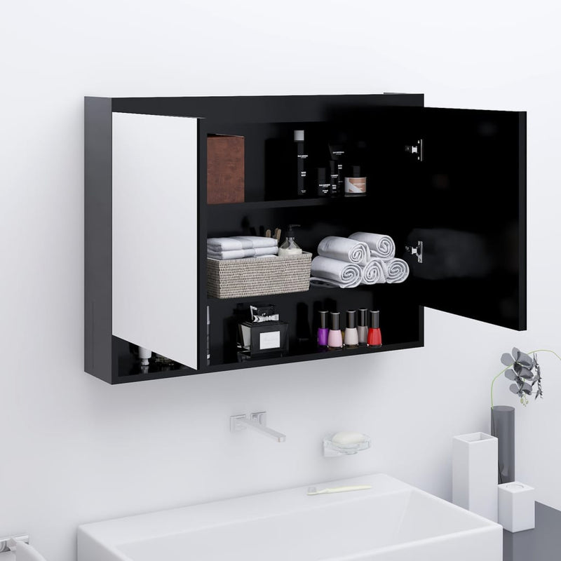 Badkamerkast met spiegel 80x15x60 cm MDF antracietkleurig MeubelReus