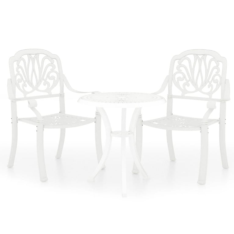 3-delige Bistroset gietaluminium wit
