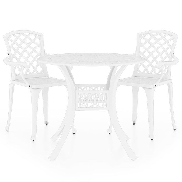 3-delige Bistroset gietaluminium wit