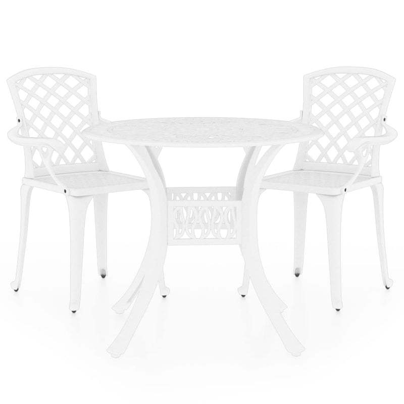 3-delige Bistroset gietaluminium wit