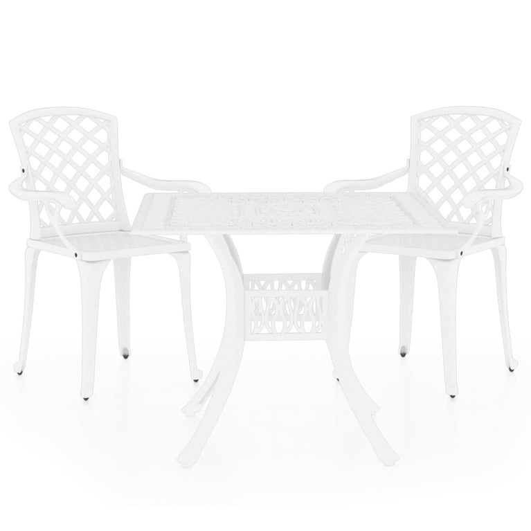 3-delige Bistroset gietaluminium wit