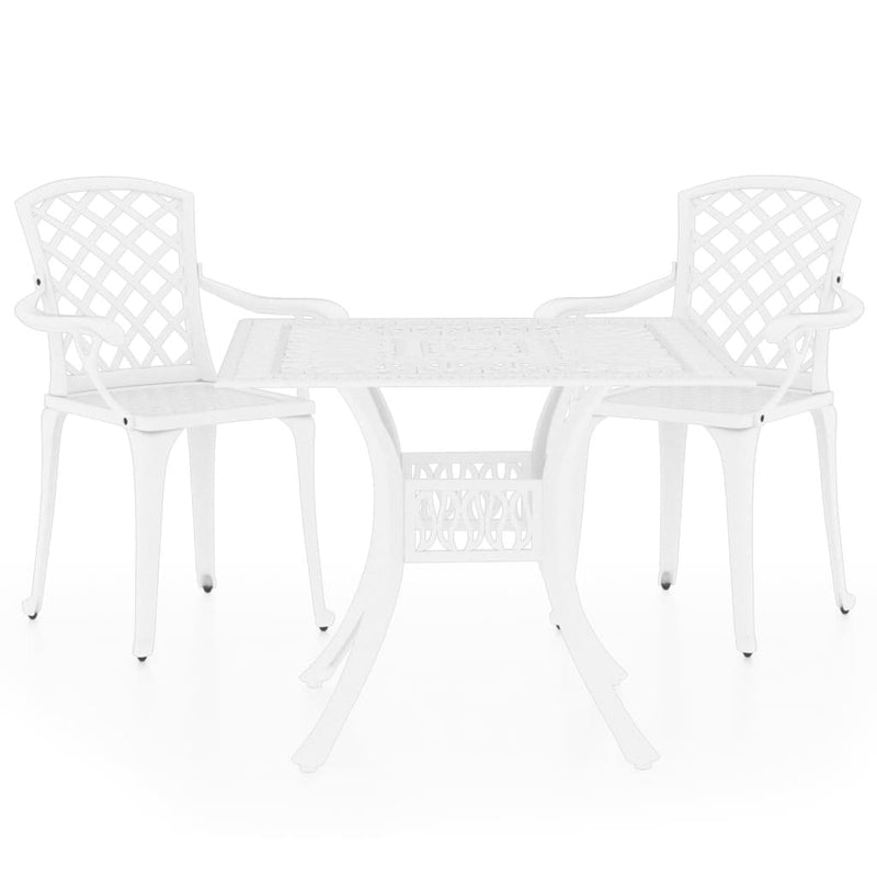 3-delige Bistroset gietaluminium wit