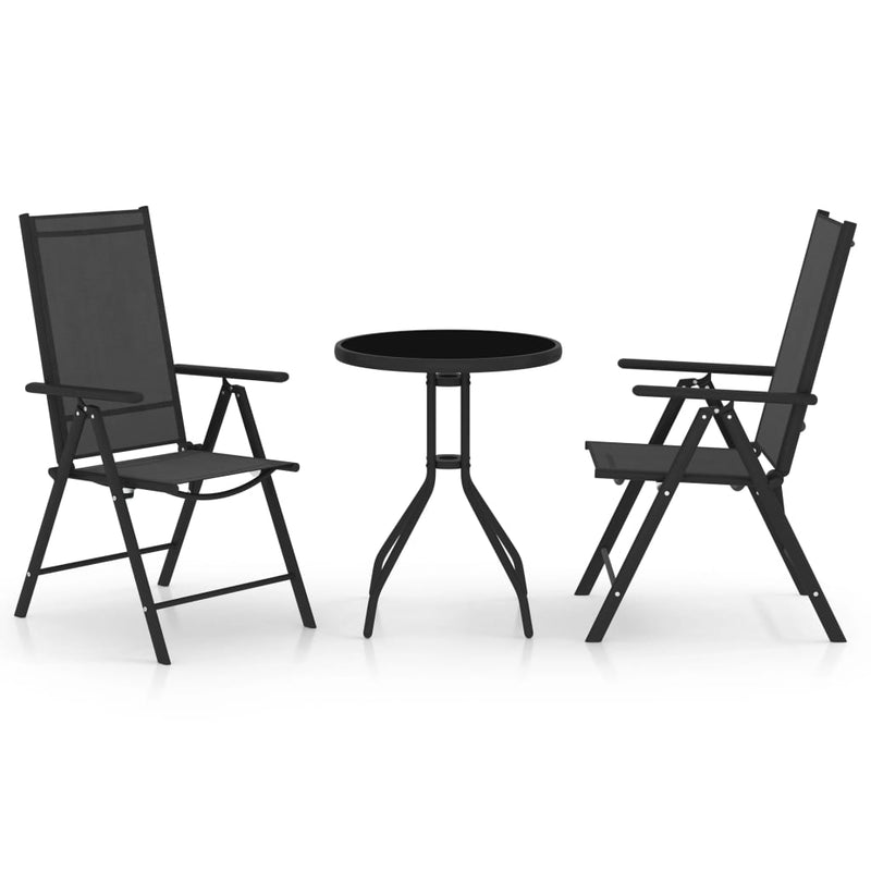 3-delige Bistroset aluminium en textileen zwart MeubelReus