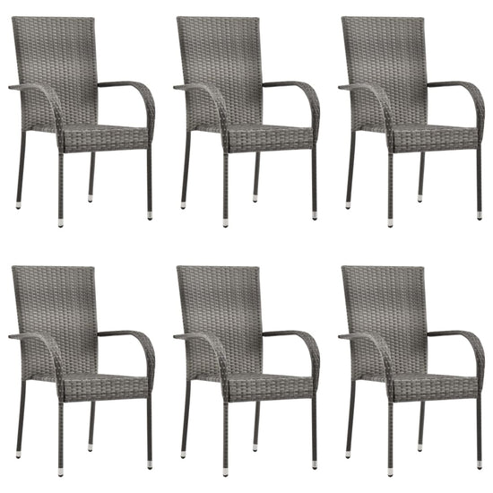 7-delige Tuinset poly rattan grijs MeubelReus