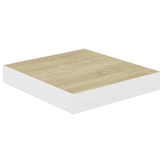 Wandschap zwevend 23x23,5x3,8 cm MDF eikenkleurig en wit MeubelReus