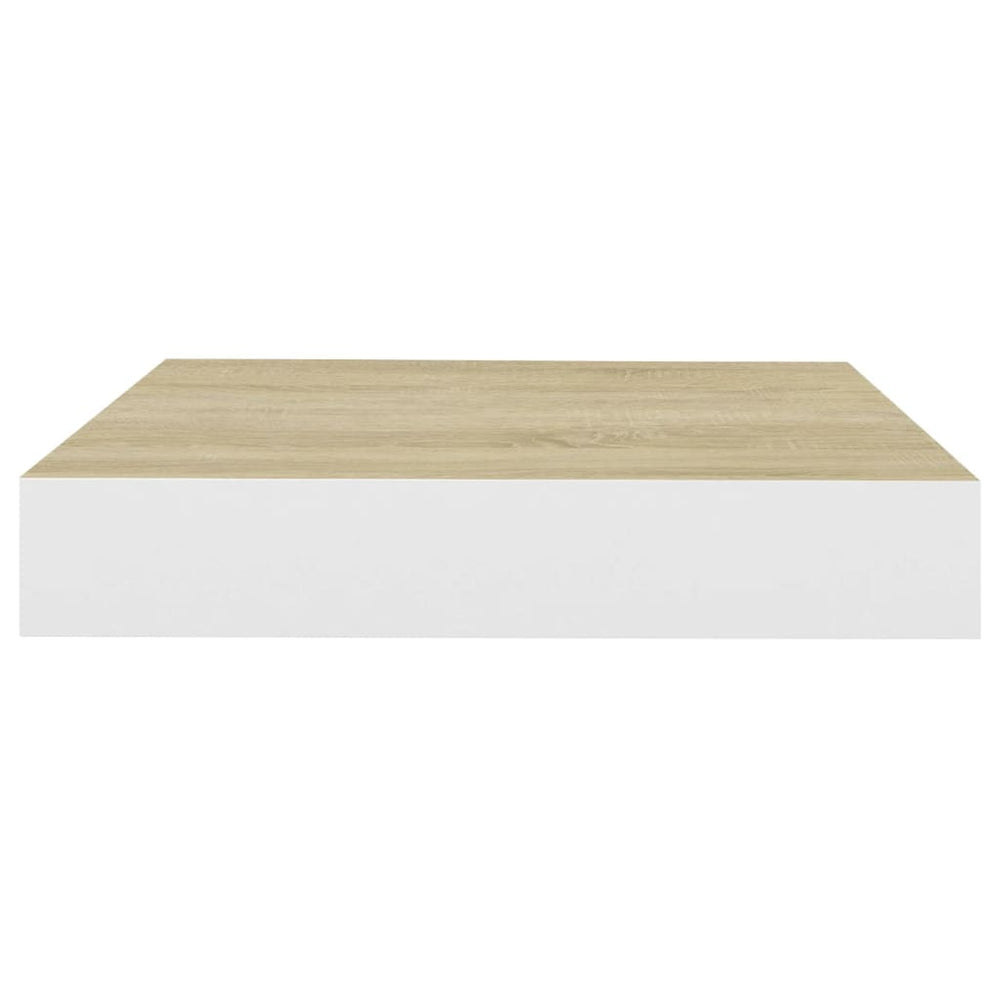 Wandschap zwevend 23x23,5x3,8 cm MDF eikenkleurig en wit MeubelReus