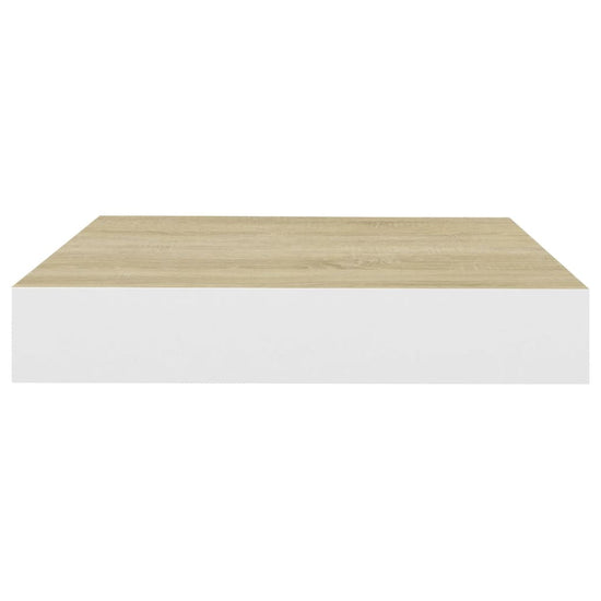Wandschap zwevend 23x23,5x3,8 cm MDF eikenkleurig en wit MeubelReus