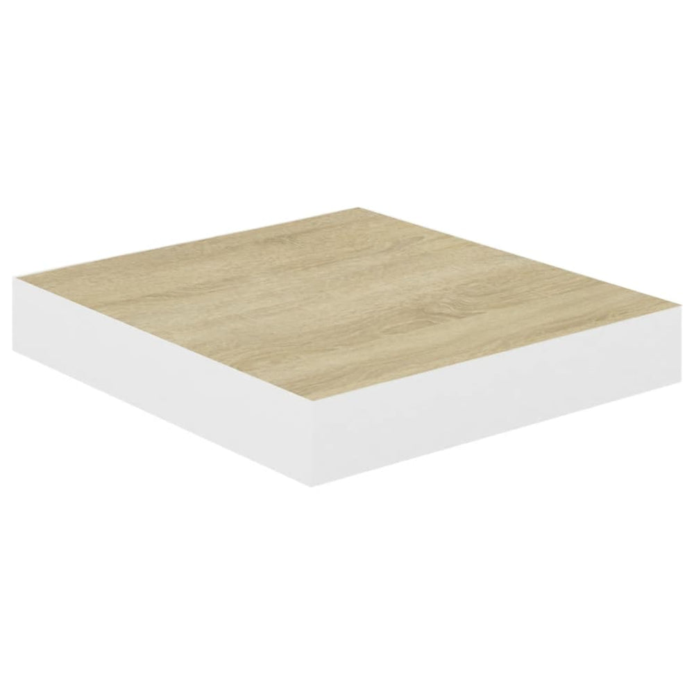 Wandschappen zwevend 2 st 23x23,5x3,8 cm MDF eikenkleurig wit MeubelReus