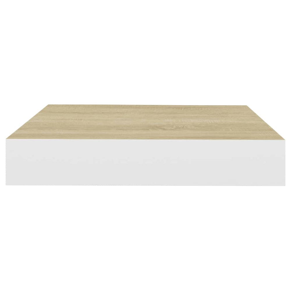 Wandschappen zwevend 2 st 23x23,5x3,8 cm MDF eikenkleurig wit MeubelReus