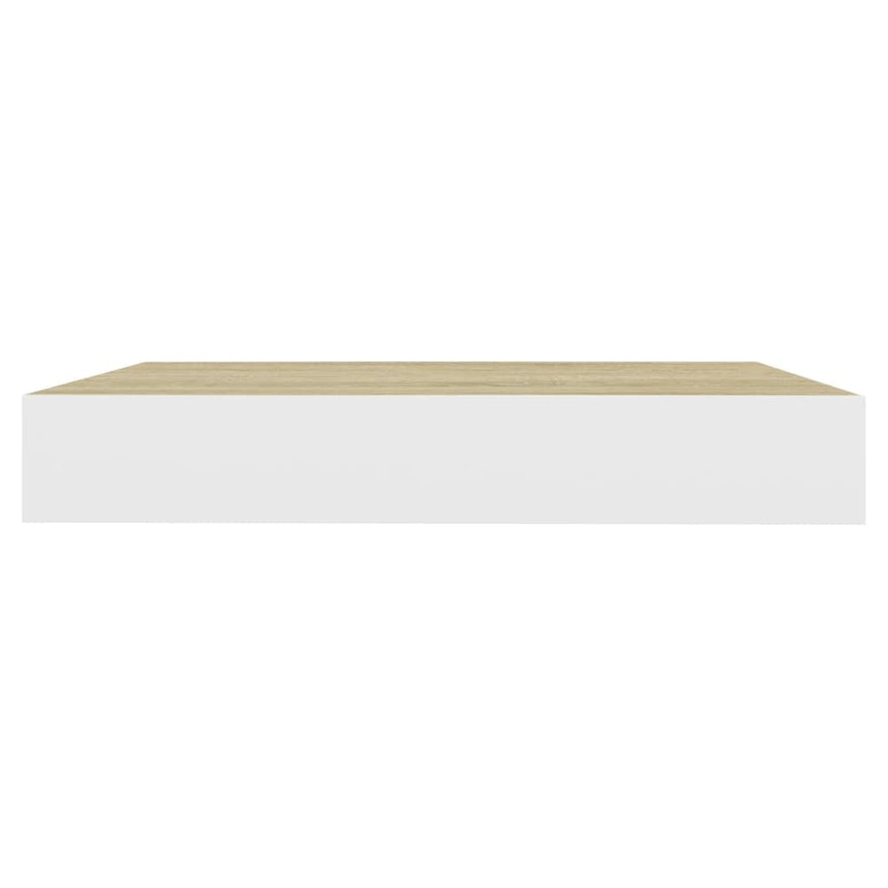 Wandschappen zwevend 2 st 23x23,5x3,8 cm MDF eikenkleurig wit MeubelReus
