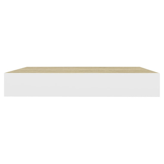 Wandschappen zwevend 2 st 23x23,5x3,8 cm MDF eikenkleurig wit MeubelReus