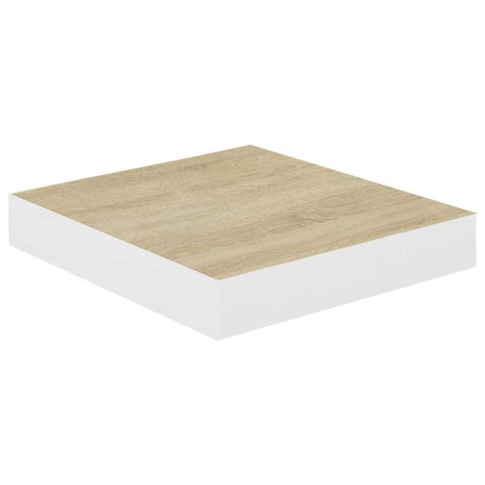 Wandschappen zwevend 4 st 23x23,5x3,8 cm MDF eikenkleurig wit MeubelReus