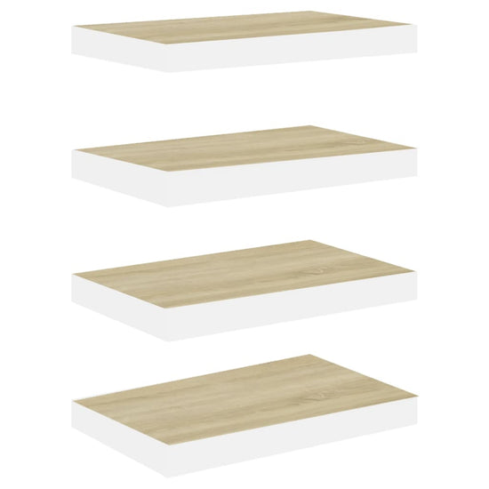 Wandschappen zwevend 4 st 40x23x3,8 cm MDF eikenkleurig en wit MeubelReus