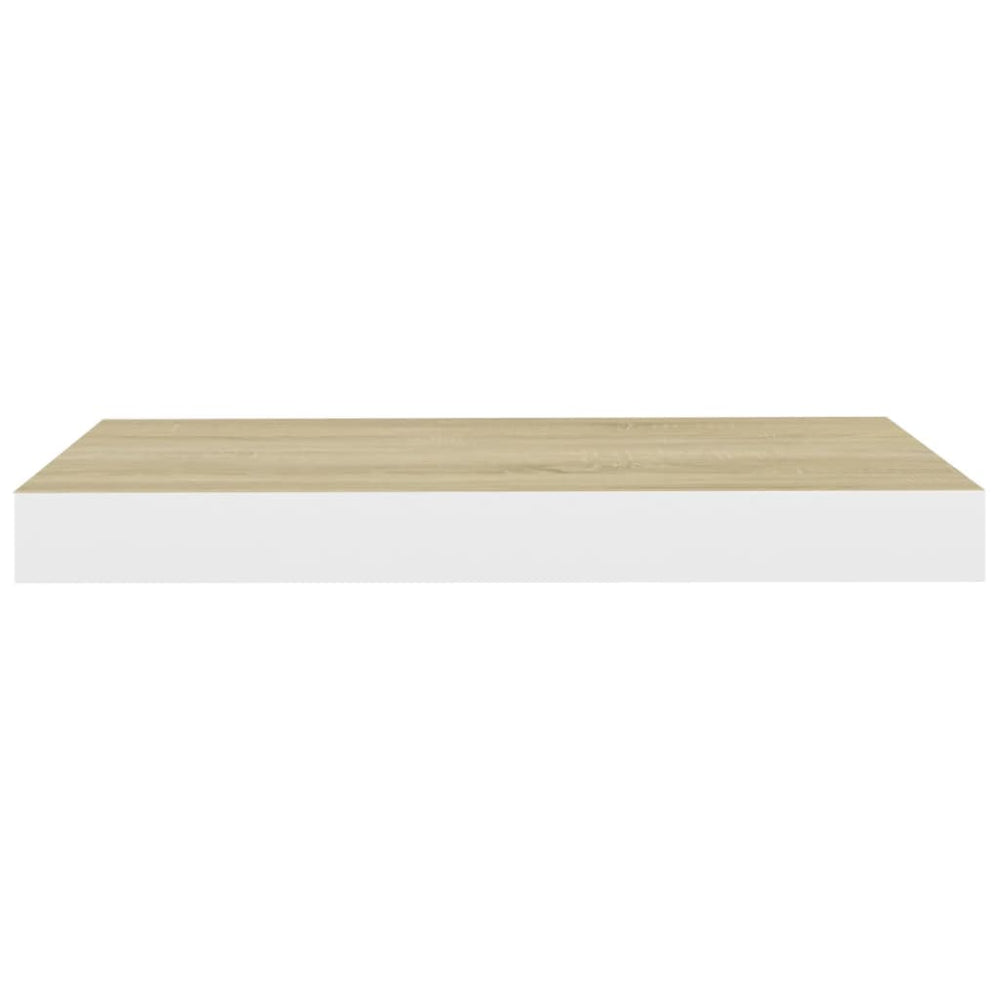 Wandschap zwevend 50x23x3,8 cm MDF eikenkleurig en wit MeubelReus