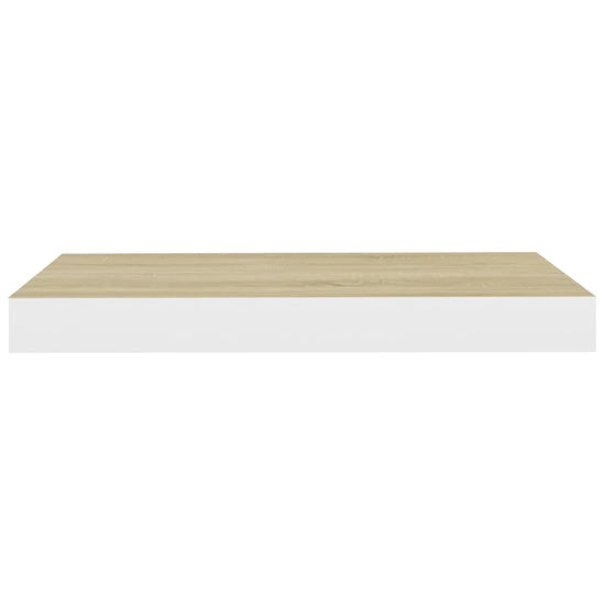 Wandschap zwevend 50x23x3,8 cm MDF eikenkleurig en wit MeubelReus