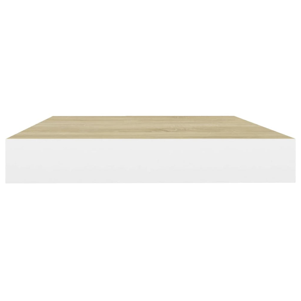 Wandschappen zwevend 2 st 50x23x3,8 cm MDF eikenkleurig en wit MeubelReus
