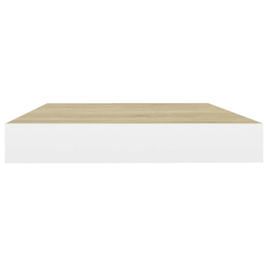 Wandschappen zwevend 2 st 50x23x3,8 cm MDF eikenkleurig en wit MeubelReus