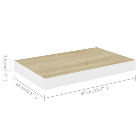 Wandschappen zwevend 2 st 50x23x3,8 cm MDF eikenkleurig en wit MeubelReus