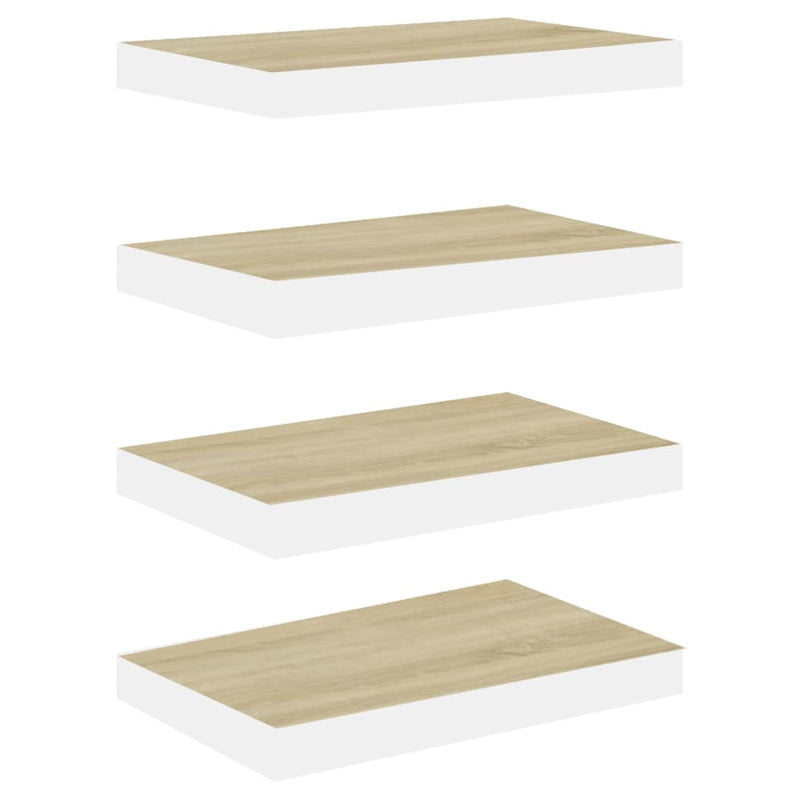 Wandschappen zwevend 4 st 50x23x3,8 cm MDF eikenkleurig en wit MeubelReus