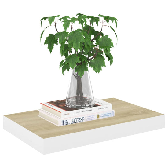 Wandschappen zwevend 4 st 50x23x3,8 cm MDF eikenkleurig en wit MeubelReus
