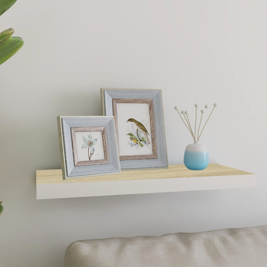 Wandschap zwevend 60x23,5x3,8 cm MDF eikenkleurig en wit MeubelReus