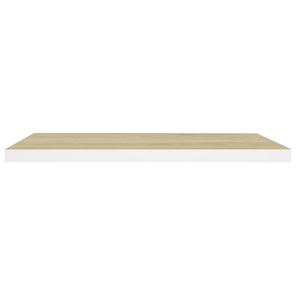 Wandschap zwevend 80x23,5x3,8 cm MDF eikenkleurig en wit MeubelReus