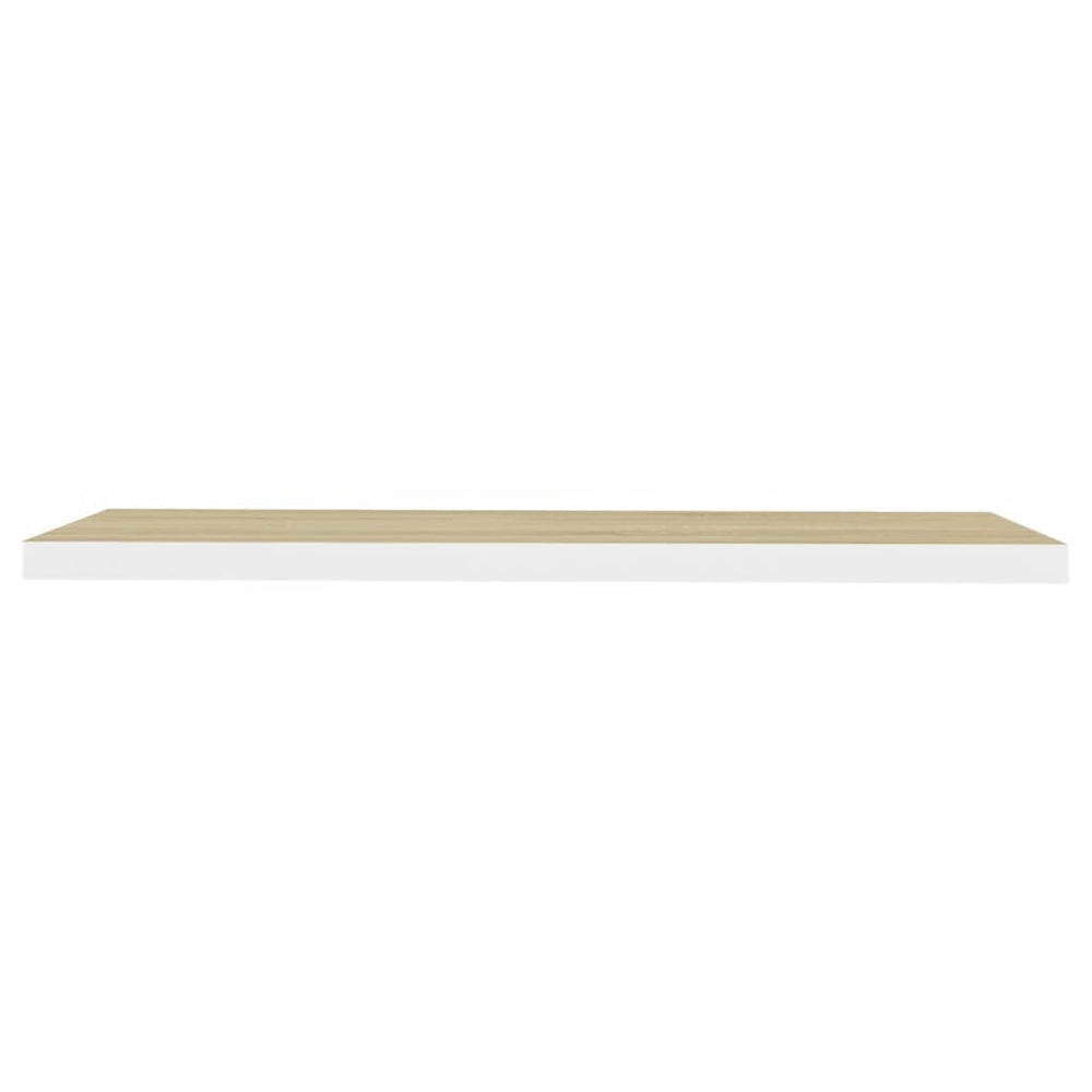 Wandschap zwevend 90x23,5x3,8 cm MDF eikenkleurig en wit MeubelReus
