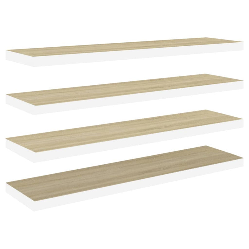 Wandschappen zwevend 4 st 120x23,5x3,8 cm MDF eikenkleurig wit MeubelReus