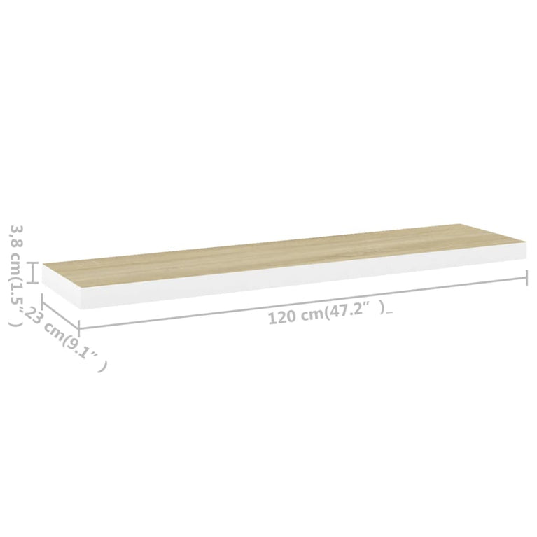 Wandschappen zwevend 4 st 120x23,5x3,8 cm MDF eikenkleurig wit MeubelReus