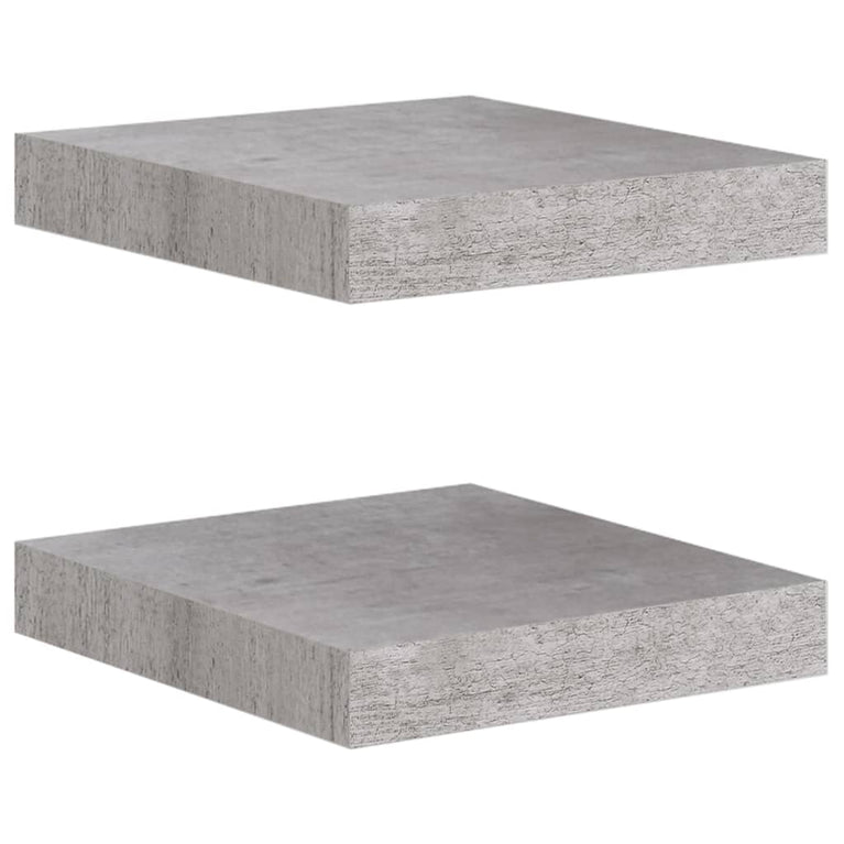 Wandschappen 2 st zwevend 23x23,5x3,8 cm MDF betongrijs MeubelReus