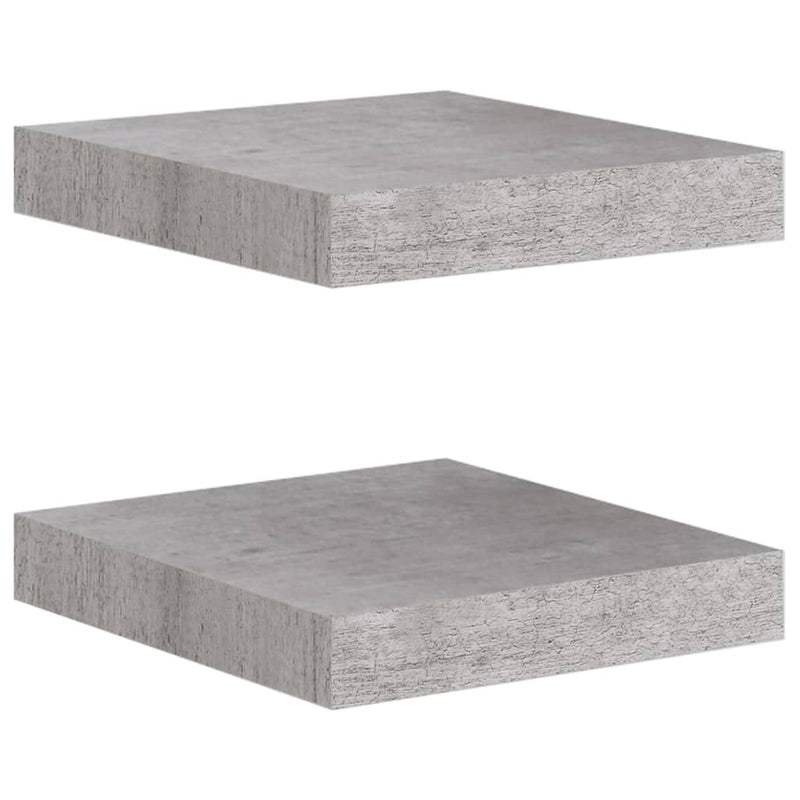Wandschappen 2 st zwevend 23x23,5x3,8 cm MDF betongrijs MeubelReus