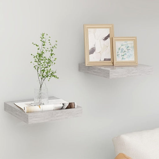 Wandschappen 2 st zwevend 23x23,5x3,8 cm MDF betongrijs MeubelReus
