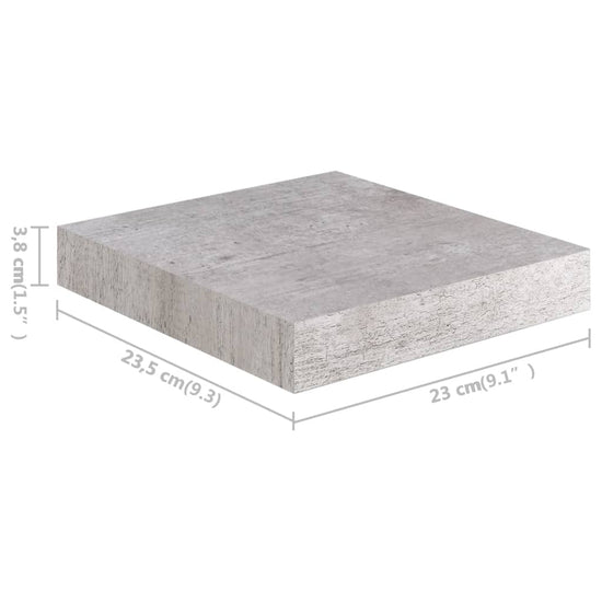 Wandschappen 4 st zwevend 23x23,5x3,8 cm MDF betongrijs MeubelReus