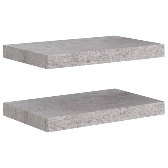 Wandschappen 2 st zwevend 40x23x3,8 cm MDF betongrijs MeubelReus