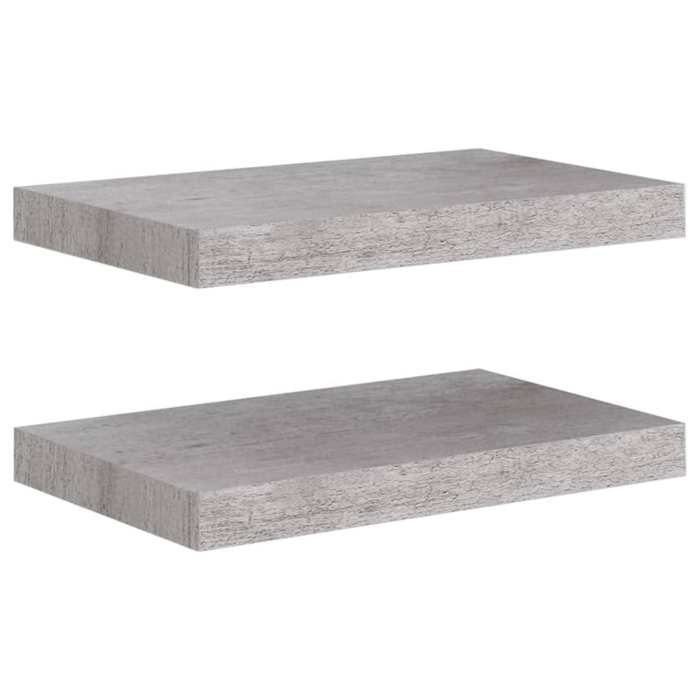 Wandschappen 2 st zwevend 40x23x3,8 cm MDF betongrijs MeubelReus