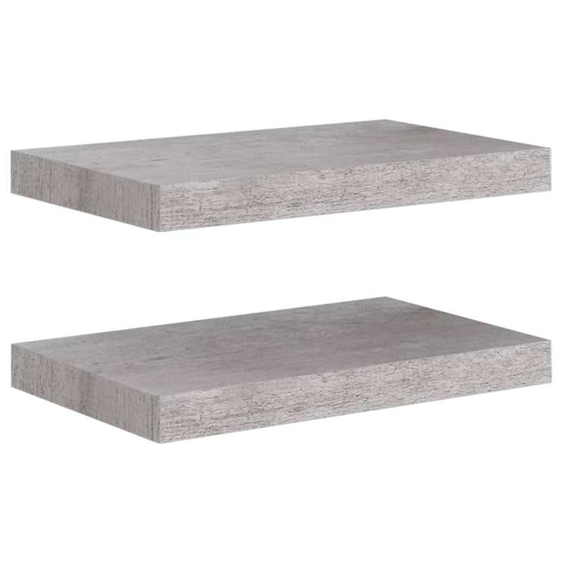 Wandschappen 2 st zwevend 40x23x3,8 cm MDF betongrijs MeubelReus